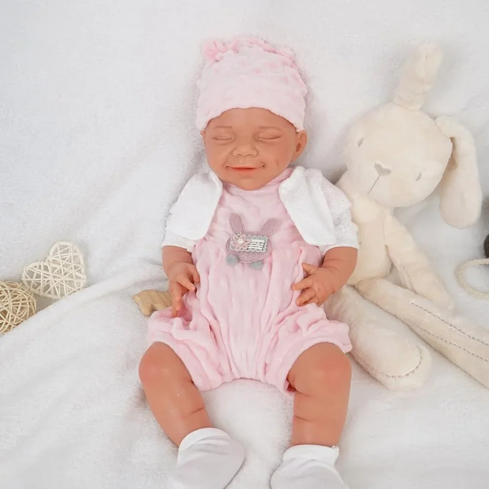 🆕18 Inch Realistic Full Body Silicone Reborn wheaten Baby Girl Sleeping Dolls